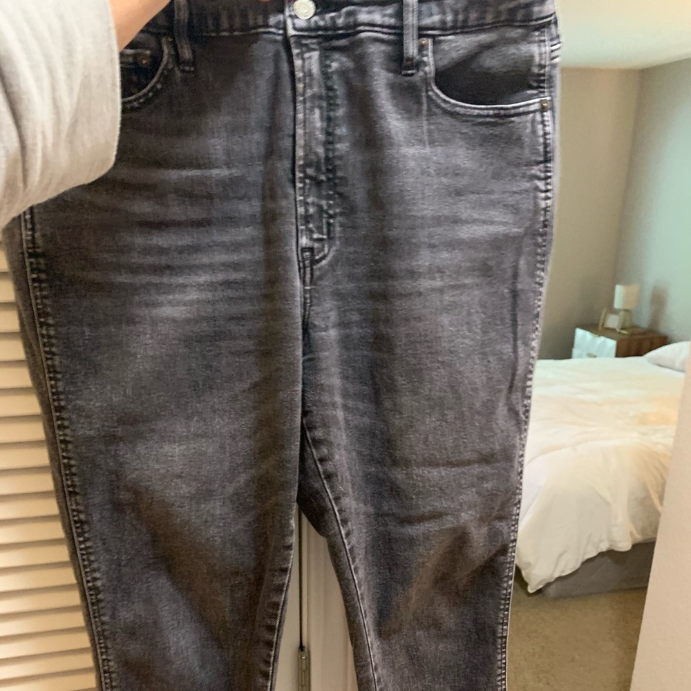 GAP: Gray raw hem cigarette jeans